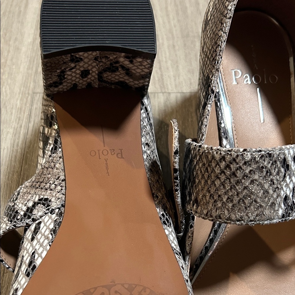 Paolo Women's Snakeskin Heels - Black and Gold - Picture 7 of 9